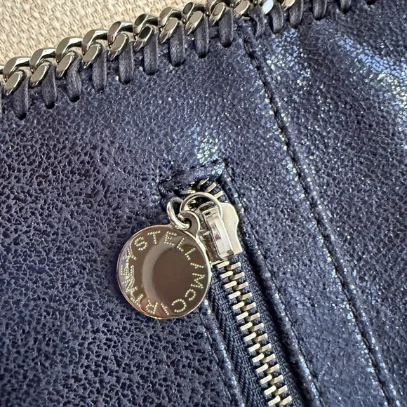 Stella McCartney Falabella  Navy Metallic Fringe Clutch with original tags - Picture 3 of 15
